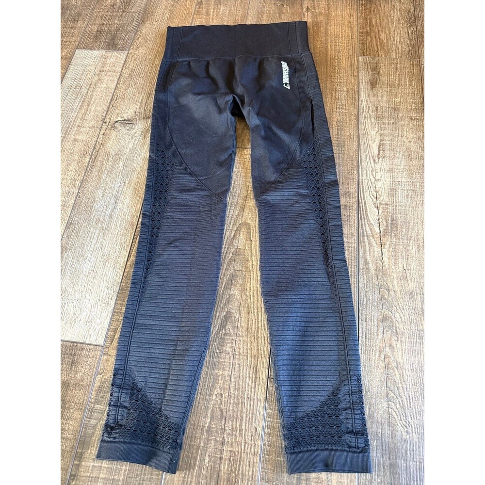 Gymshark Energy High Rise Seamless Perforated Leggings Sz. Large Black